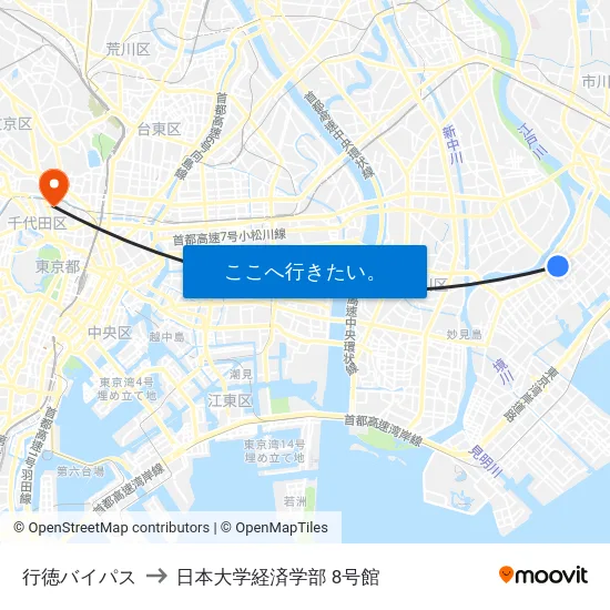 行徳バイパス to 日本大学経済学部 8号館 map