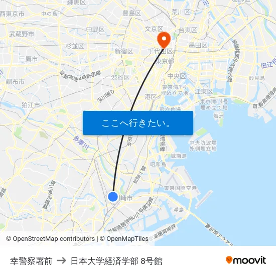幸警察署前 to 日本大学経済学部 8号館 map