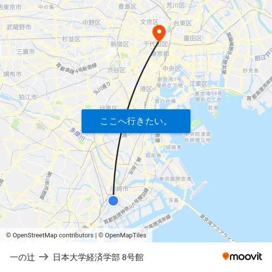 一の辻 to 日本大学経済学部 8号館 map