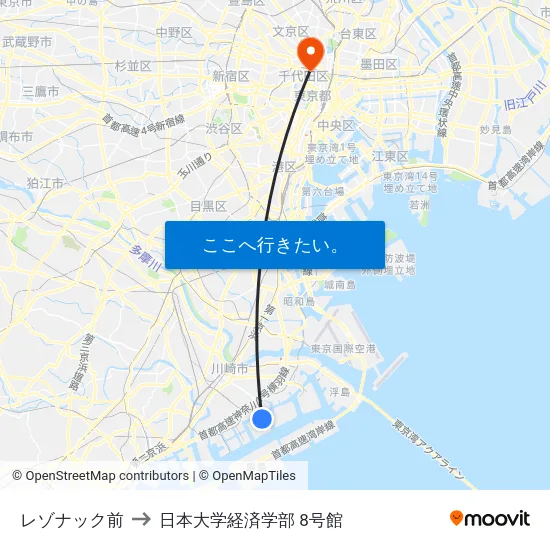 レゾナック前 to 日本大学経済学部 8号館 map