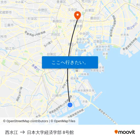西水江 to 日本大学経済学部 8号館 map