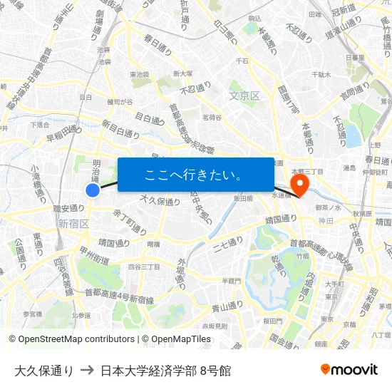 大久保通り to 日本大学経済学部 8号館 map