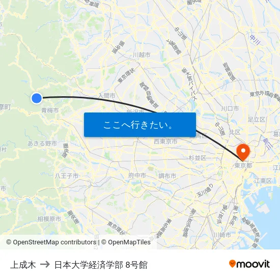 上成木 to 日本大学経済学部 8号館 map