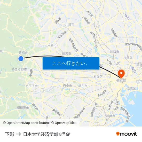 下郷 to 日本大学経済学部 8号館 map