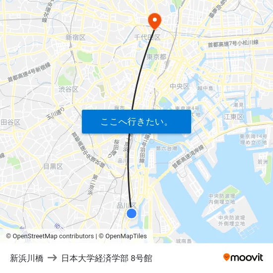 新浜川橋 to 日本大学経済学部 8号館 map