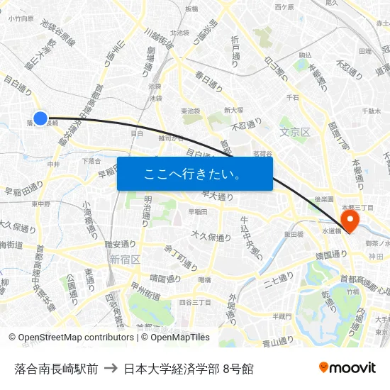 落合南長崎駅前 to 日本大学経済学部 8号館 map