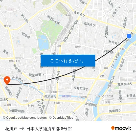 花川戸 to 日本大学経済学部 8号館 map