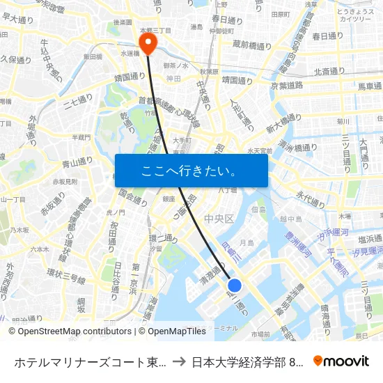 ホテルマリナーズコート東京前 to 日本大学経済学部 8号館 map