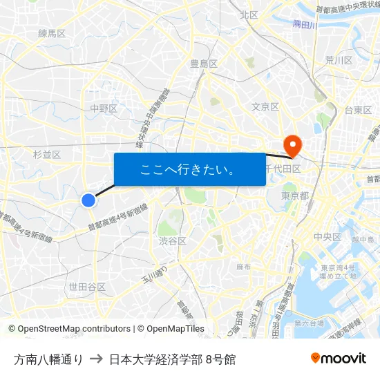 方南八幡通り to 日本大学経済学部 8号館 map