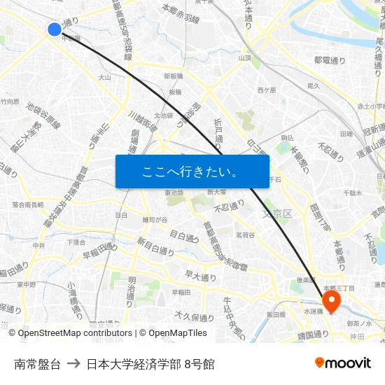 南常盤台 to 日本大学経済学部 8号館 map