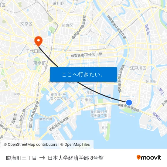 臨海町三丁目 to 日本大学経済学部 8号館 map