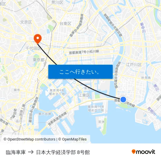 臨海車庫 to 日本大学経済学部 8号館 map