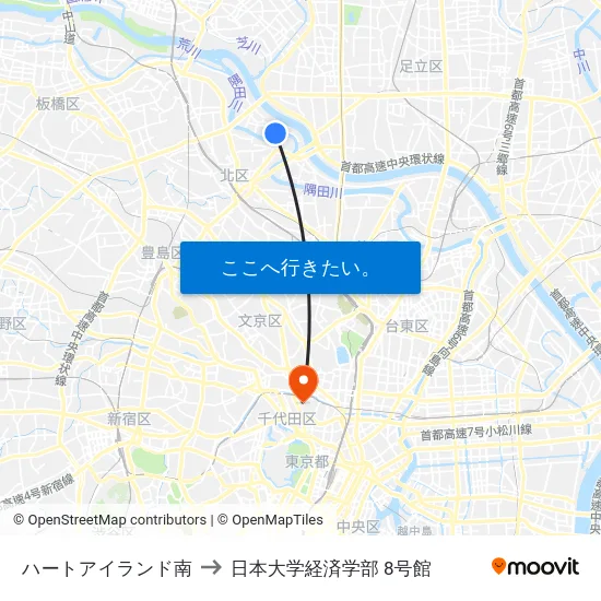 ハートアイランド南 to 日本大学経済学部 8号館 map