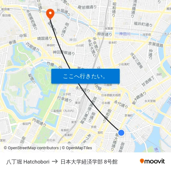 八丁堀 Hatchobori to 日本大学経済学部 8号館 map