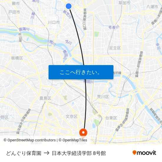 どんぐり保育園 to 日本大学経済学部 8号館 map