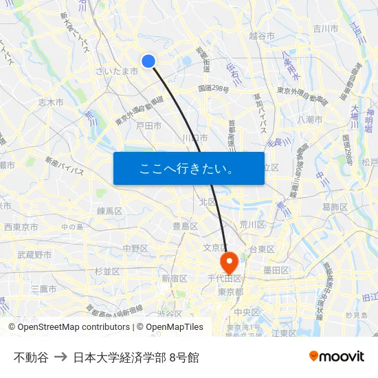 不動谷 to 日本大学経済学部 8号館 map