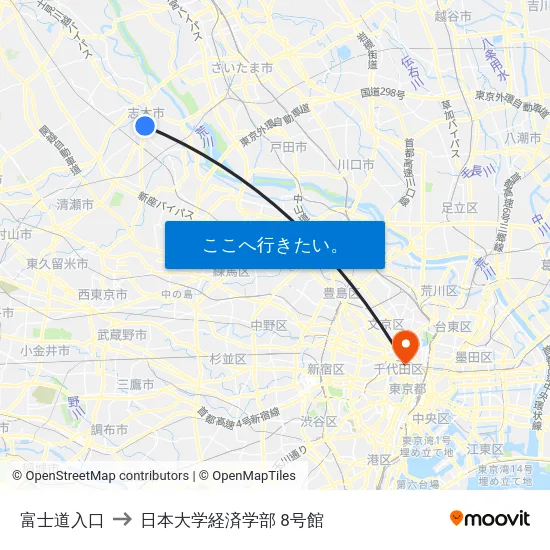 富士道入口 to 日本大学経済学部 8号館 map