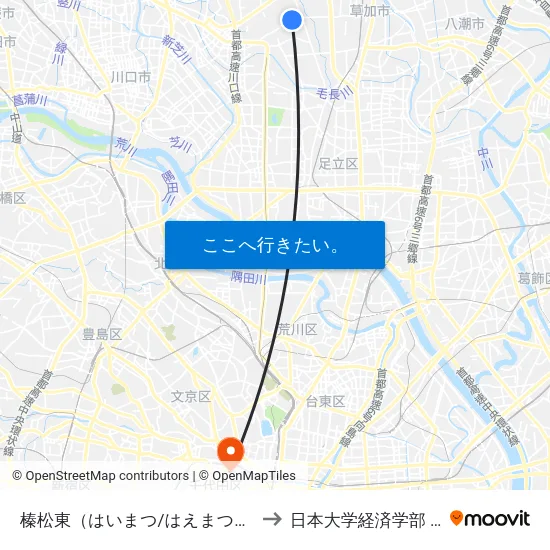 榛松東（はいまつ/はえまつひがし） to 日本大学経済学部 8号館 map