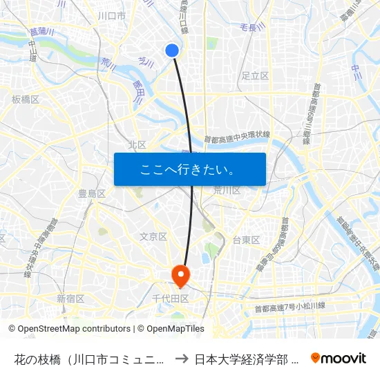 花の枝橋（川口市コミュニティ） to 日本大学経済学部 8号館 map