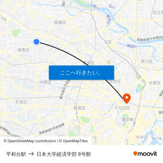 平和台駅 to 日本大学経済学部 8号館 map
