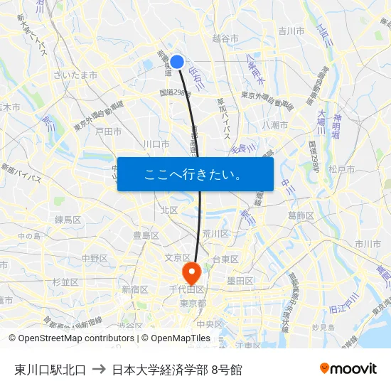 東川口駅北口 to 日本大学経済学部 8号館 map