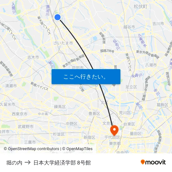 堀の内 to 日本大学経済学部 8号館 map