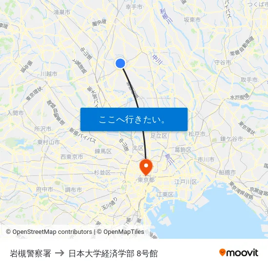 岩槻警察署 to 日本大学経済学部 8号館 map