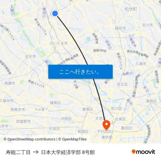 寿能二丁目 to 日本大学経済学部 8号館 map