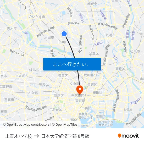 上青木小学校 to 日本大学経済学部 8号館 map