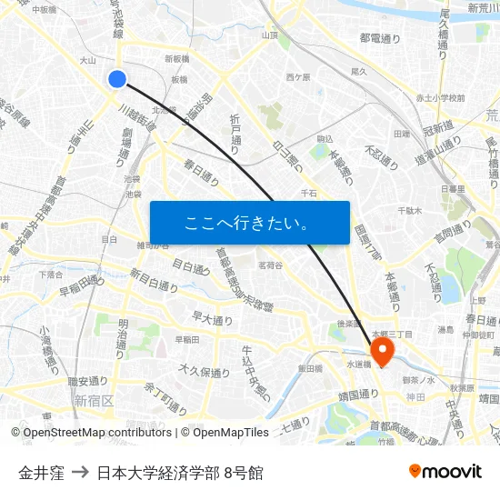 金井窪 to 日本大学経済学部 8号館 map