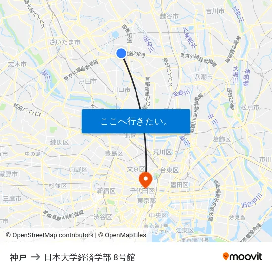 神戸 to 日本大学経済学部 8号館 map