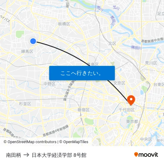 南田柄 to 日本大学経済学部 8号館 map