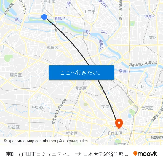 南町（戸田市コミュニティバス） to 日本大学経済学部 8号館 map