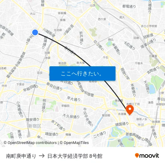 南町庚申通り to 日本大学経済学部 8号館 map