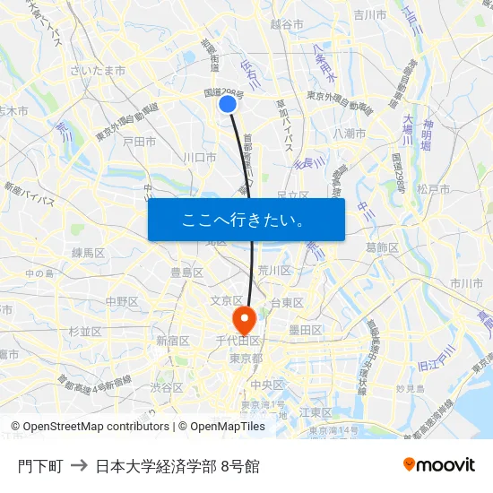 門下町 to 日本大学経済学部 8号館 map