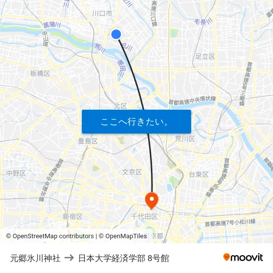 元郷氷川神社 to 日本大学経済学部 8号館 map