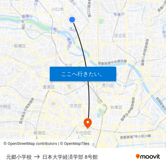 元郷小学校 to 日本大学経済学部 8号館 map