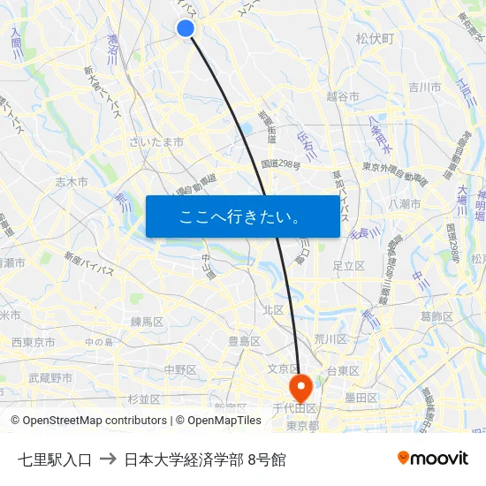 七里駅入口 to 日本大学経済学部 8号館 map