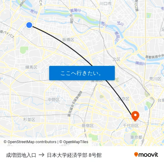 成増団地入口 to 日本大学経済学部 8号館 map