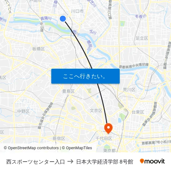 西スポーツセンター入口 to 日本大学経済学部 8号館 map