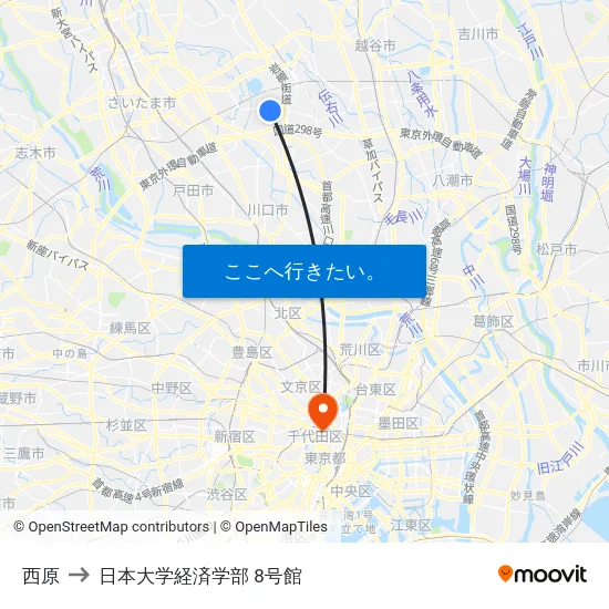 西原 to 日本大学経済学部 8号館 map