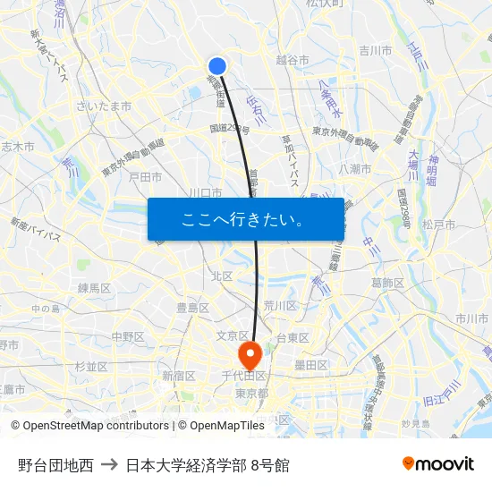 野台団地西 to 日本大学経済学部 8号館 map