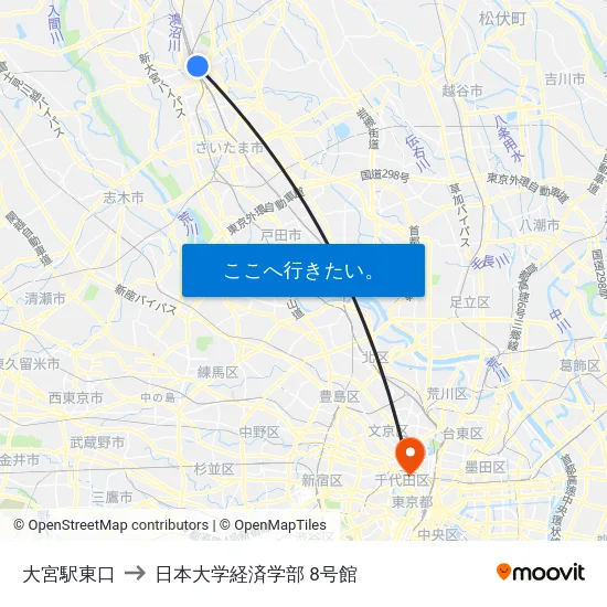 大宮駅東口 to 日本大学経済学部 8号館 map