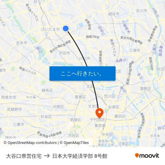 大谷口県営住宅 to 日本大学経済学部 8号館 map