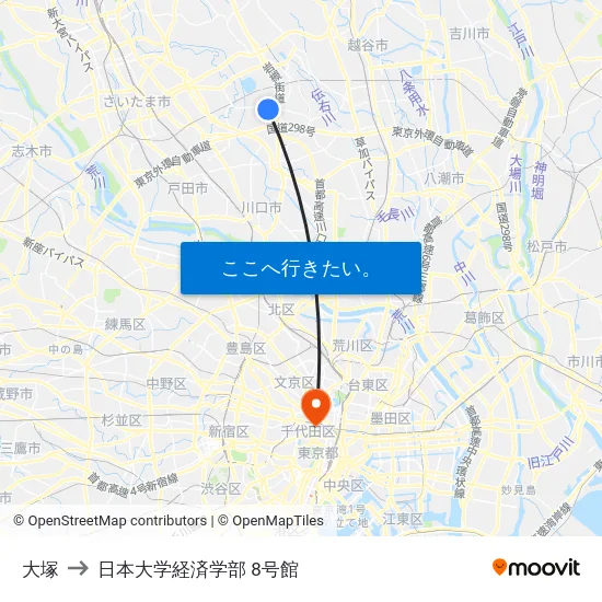 大塚 to 日本大学経済学部 8号館 map