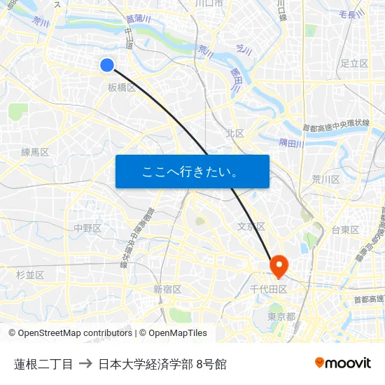 蓮根二丁目 to 日本大学経済学部 8号館 map