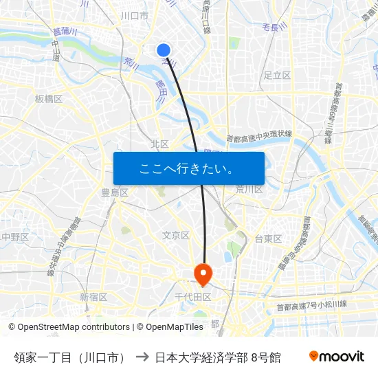 領家一丁目（川口市） to 日本大学経済学部 8号館 map