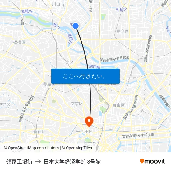 領家工場街 to 日本大学経済学部 8号館 map