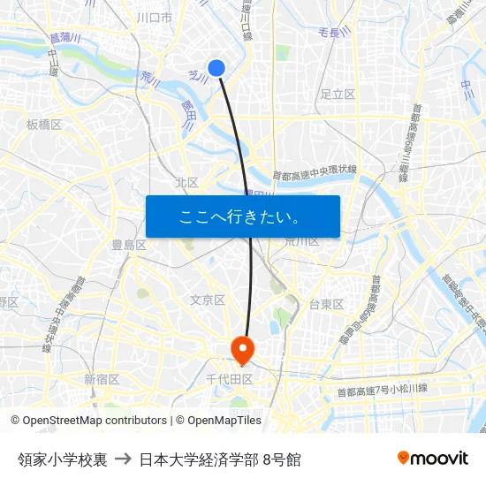 領家小学校裏 to 日本大学経済学部 8号館 map