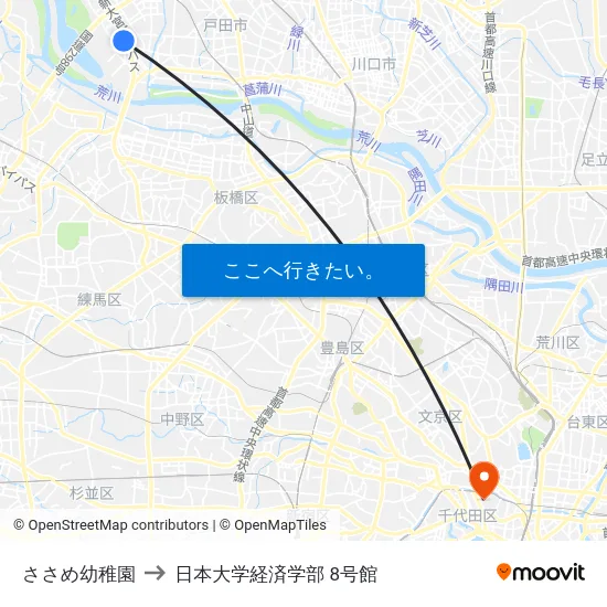 ささめ幼稚園 to 日本大学経済学部 8号館 map